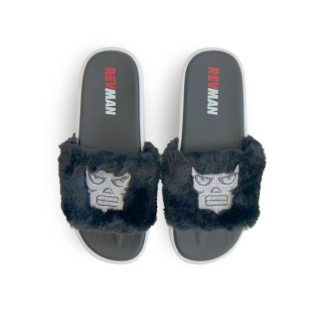 Black Furry Slippers